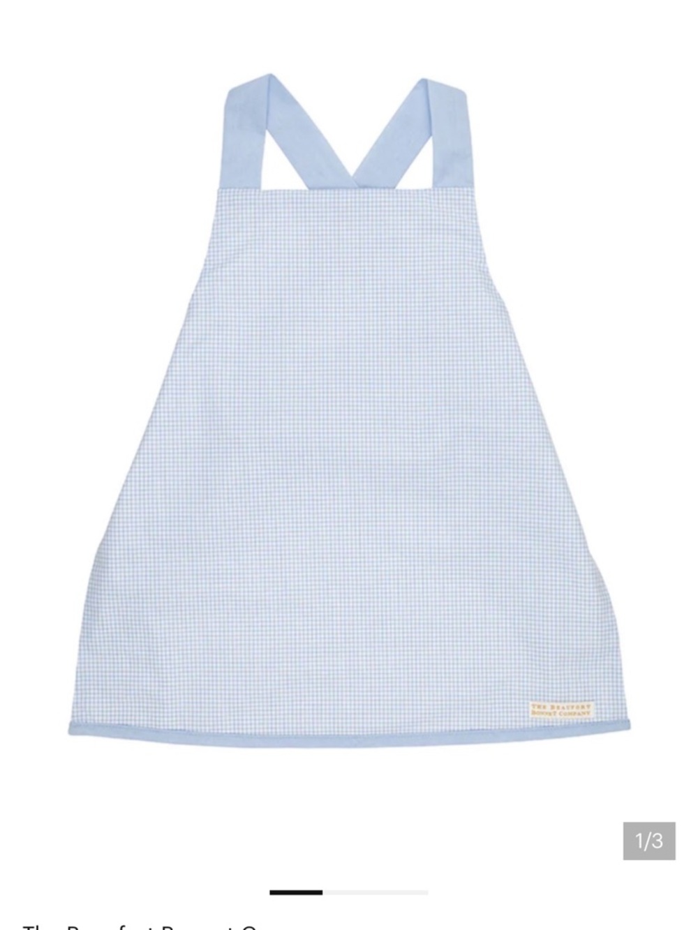 ❤️NWT boys’ Emerson Art Apron in Buckhead Blue Mini Check With Buckhead Blue